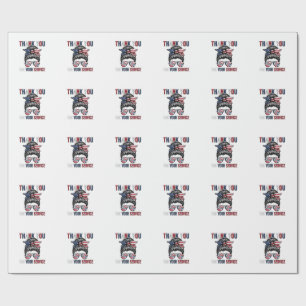Danke für Ihren Dienst Patriotischer Unordentliche Geschenkpapier
