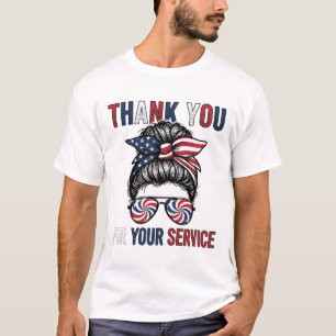 Danke für Ihren Dienst Patriotischer Unordentliche T-Shirt