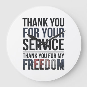 Danke für meine Freiheit Patriotisches Veteran-Shi Große Wanduhr