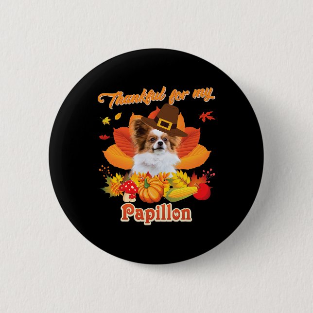 Danke für meinen Papillon Dog Erntedank ich Pump Button (Vorderseite)