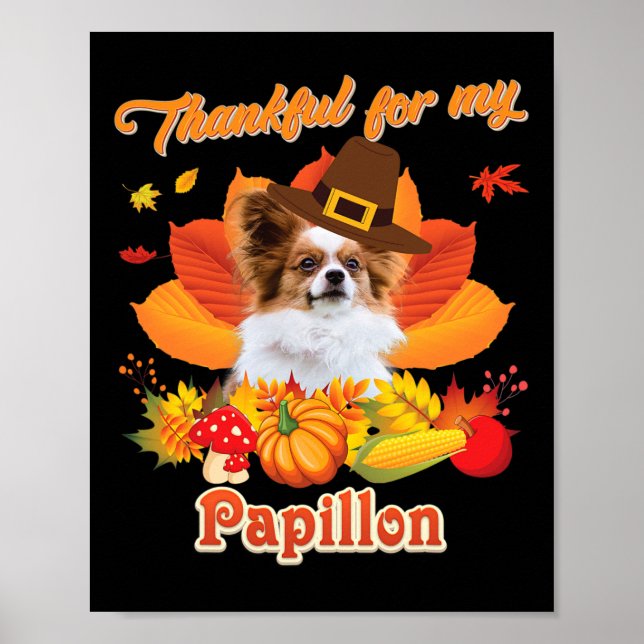 Danke für meinen Papillon Dog Erntedank ich Pump Poster (Vorne)