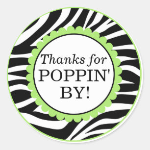 Danke für Poppin By, Zebra Print Baby Dusche Runder Aufkleber