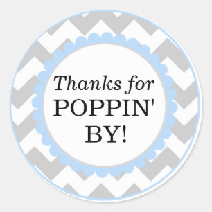 Danke für Poppin By, Zickzack Print Baby Dusche Runder Aufkleber