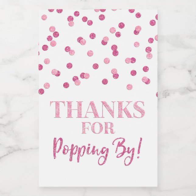 Danke für Popping by Pink Confetti Lebensmitteletikett (Einzelnes Label)