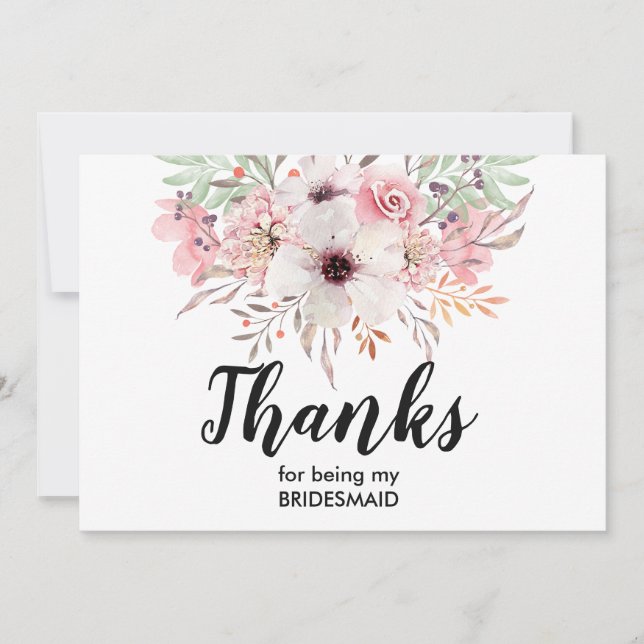Danke für Sein meine Brautjungfern-Karte Blumen | (Vorderseite)