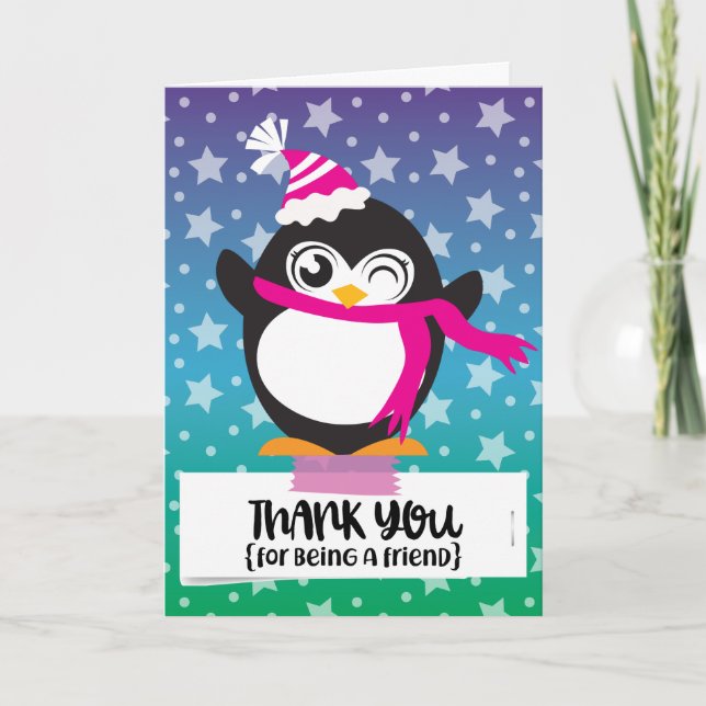 Danke für Sein Sterne eines Freund-Pinguins Karte (Vorderseite)