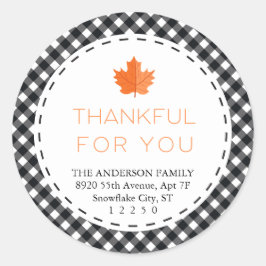 Danke für Sie |Schwarz-Weiß-Karierter Erntedank Runder Aufkleber