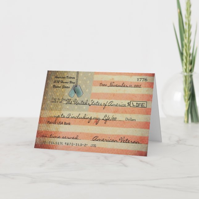 Danke für Veteran am Veteran Day (Vorderseite)