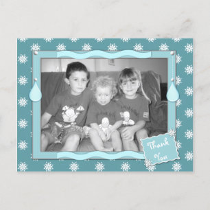 Danke für Weihnachtsgeschenke blau mit Schneeflock Postkarte