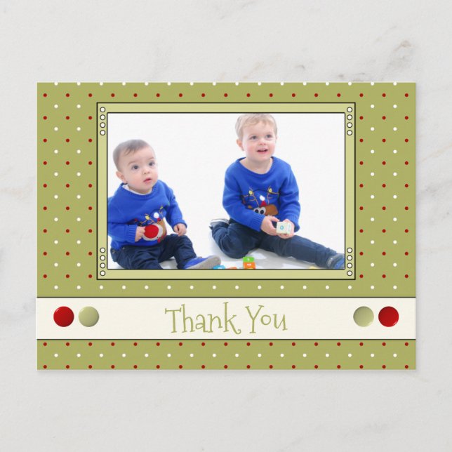 Danke für Weihnachtsgeschenke grün mit Foto Postkarte (Vorderseite)