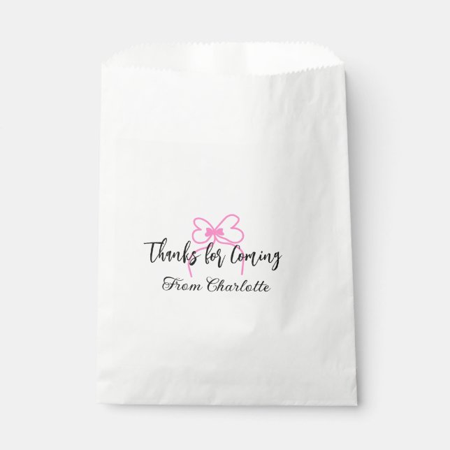 Danke fürs Kommen Name des Textes rosa Bogen F Geschenktütchen (Vorderseite)