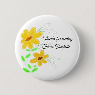 Danke fürs Kommen Name Text gelbe Sonnenblume b Button