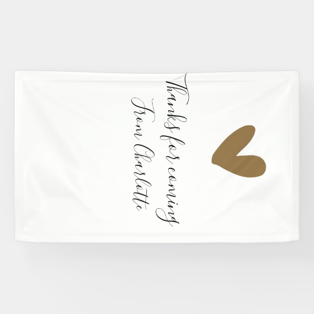 Danke fürs Kommen Name Text Nachricht goldenes Her Banner (Horizontal)