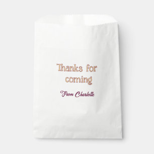 Danke fürs Kommen Name Text Nachricht Orange Geschenktütchen