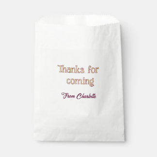 Danke fürs Kommen Name Text Nachricht Orange Geschenktütchen
