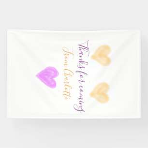 Danke fürs Kommen Name Text Orange Lila Herz Banner