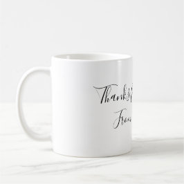 Danke fürs Kommen Name Textnachricht goldenes Herz Kaffeetasse