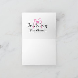 Danke fürs Kommen Name Textnachricht rosa Schleife