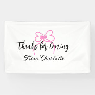 Danke fürs Kommen Name Textnachricht rosa Schleife Banner