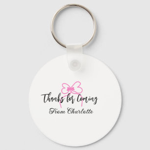 Danke fürs Kommen Name Textnachricht rosa Schleife Schlüsselanhänger