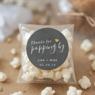 Danke fürs Vorbeikommen Hochzeit Popcorn Gastgesch Runder Aufkleber