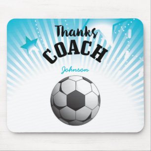 Danke Fußballtrainer Aqua Blue Stars Ball Mousepad