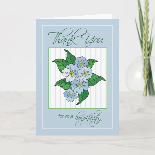 Danke Gastfreundschaft mit blauen Blumen (Vorderseite)
