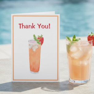 Danke Gastgeberin Sommer-Cocktail Aquarell Pfirsic