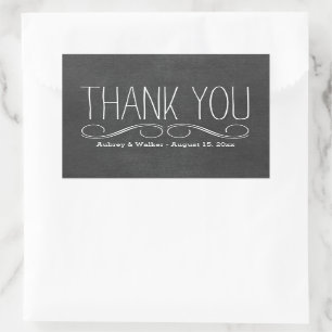 Danke Gastgeschenk Hochzeit Black Chalkboard Stick Rechteckiger Aufkleber