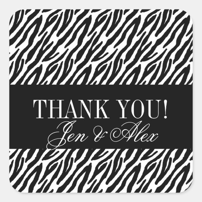 Danke Gastgeschenk Hochzeit Stickers Zebra (Vorderseite)