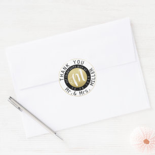 Danke. Gastgeschenke Hochzeiten Chic-Circle-Monogr Runder Aufkleber