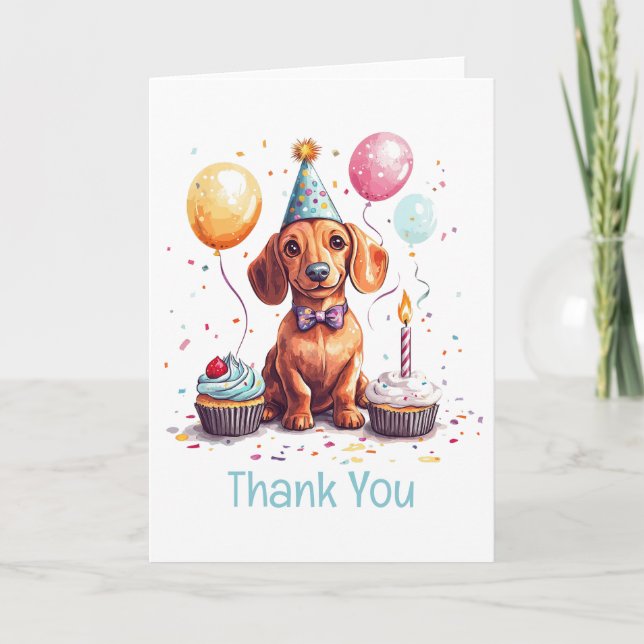 Danke Geburtstag Dachshund Hund  (Vorderseite)