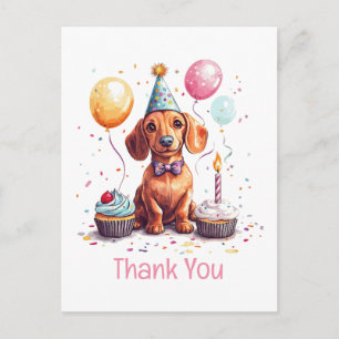 Danke Geburtstag Dachshund Hund  Postkarte