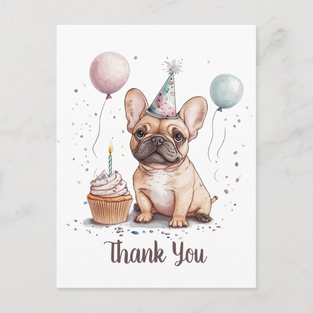 Danke Geburtstag Französische Bulldogge Postkarte (Vorderseite)