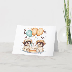 Danke, Geburtstag Shih Tzu Hunde Geburtstagstorte Dankeskarte