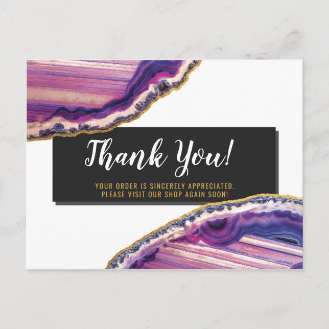 Danke Geode Agate Slice Gemstone Ultra Violet Postkarte (Vorderseite)