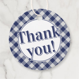 Danke: Gingham Karos Pattern Navy Blue/White Geschenkanhänger