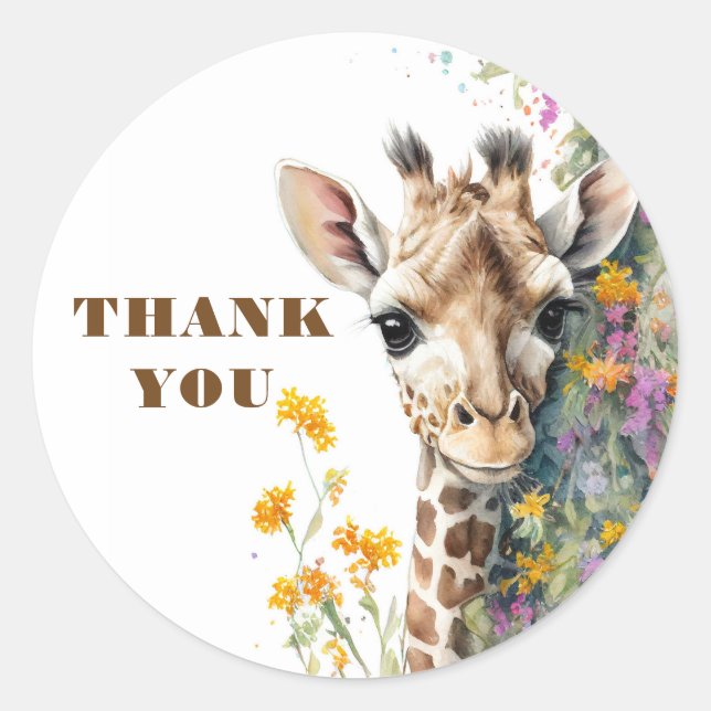 Danke Giraffe Runder Aufkleber (Vorderseite)