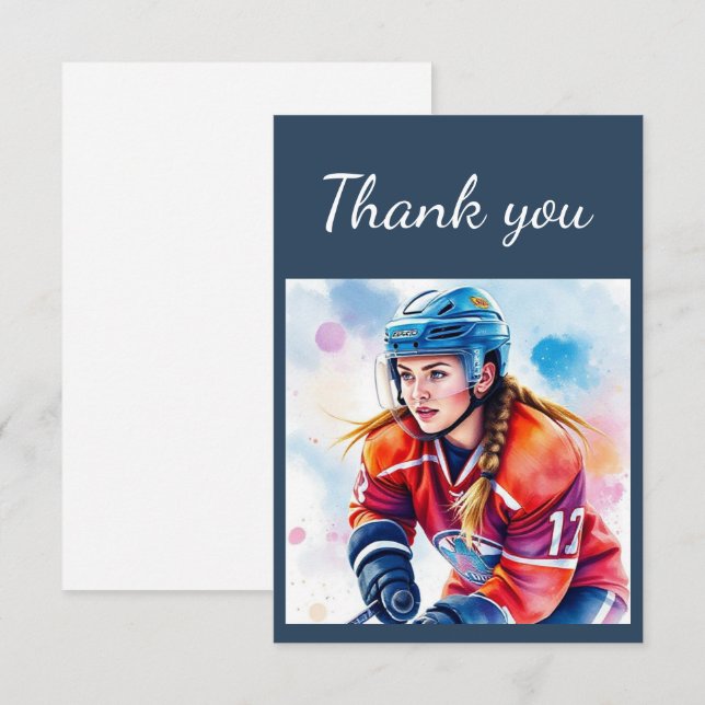 Danke, Girls Hockey Player Coach, Game Sport Dankeskarte (Vorne/Hinten)