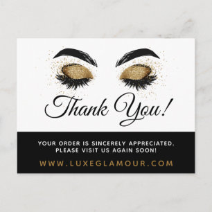 Danke Glamouröse Gold Wimpern Make-up Gutschein Postkarte