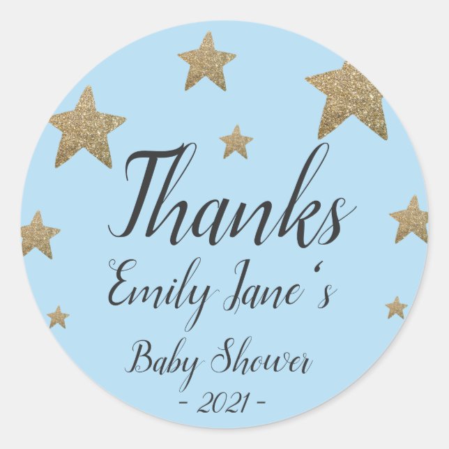 Danke Glitzer Stars | Danke, Baby Dusche Runder Aufkleber (Vorderseite)