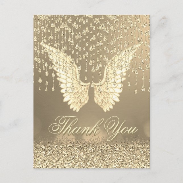 Danke | Gold Angel Tränen Postkarte (Vorderseite)