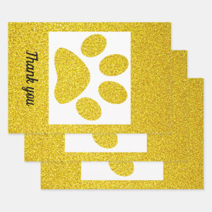 Danke Gold Glitter Pfotenabdrücke Süße Feiertage Geschenkpapier Set