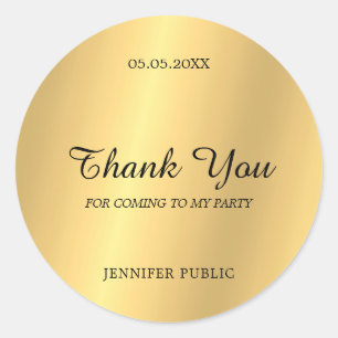 Danke Gold Handschrift Schrift Text Glam Chic Runder Aufkleber