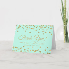 "Danke" Gold Imitats Glitzer Confetti Mint Green Dankeskarte
