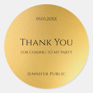 Danke Gold Vorlage Elegantes Goldenes Design Runder Aufkleber