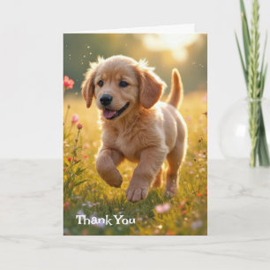 Danke, Golden Retriever Welpe in der Wiese Karte