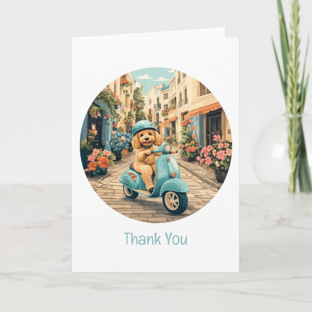 Danke Goldendoodle Dog Riding Scooter (Vorderseite)