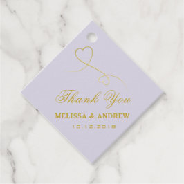 Danke | Goldene Herzen | Elegante Lavender Wedding Geschenkanhänger
