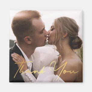 Danke, goldene Schrift Hochzeitsfoto trendy Magnet